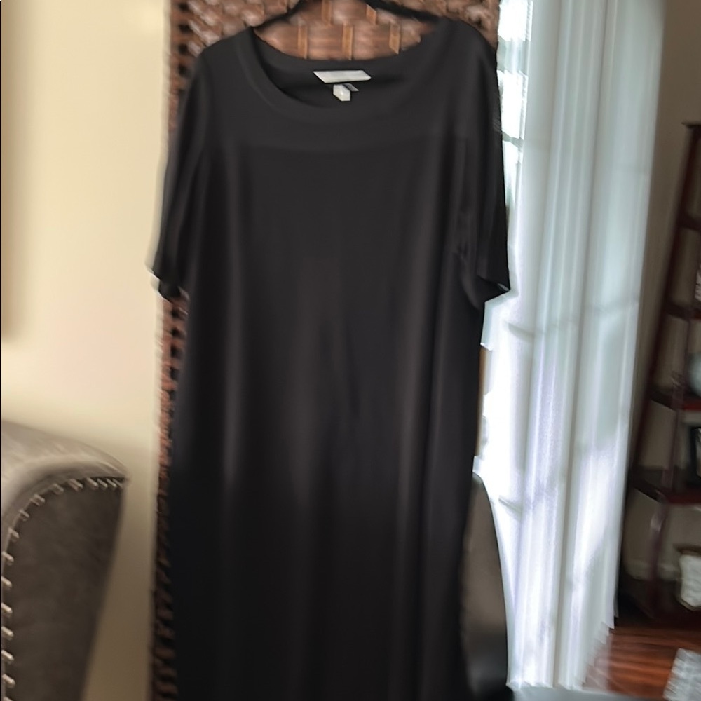 Misook Black Crew Neck Short Sleeve Dress